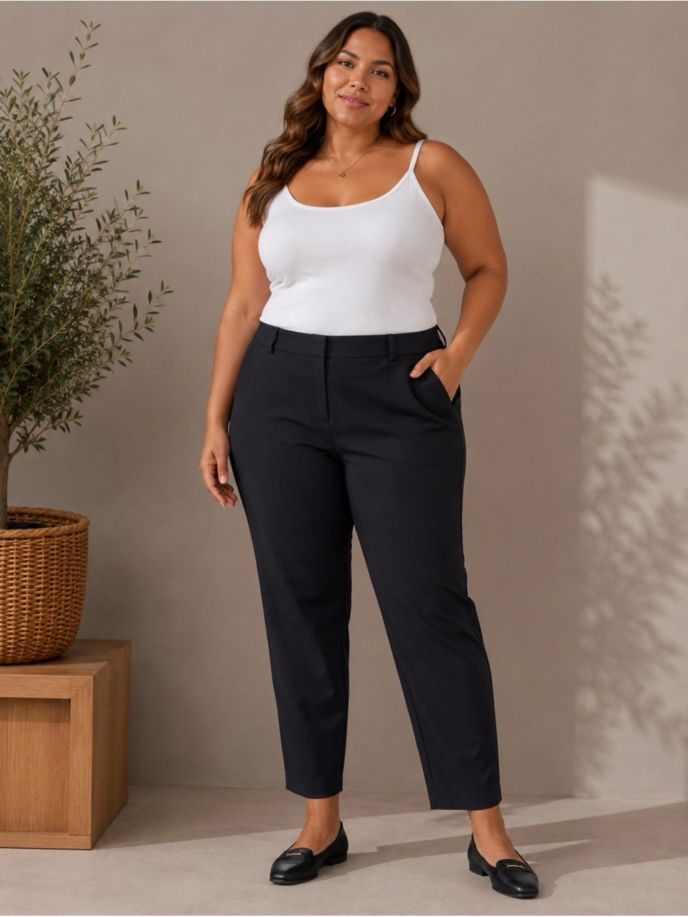 A New Day Black Ankle Pants Size 18 Stretch Slim Career Work Slacks